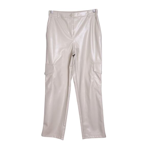 BAILEY/44 Vegan Leather Cargo Pant Ivory High Rise Cuffed Ankle Women's 4 - Picture 2 of 9